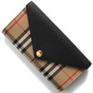 Burberry Halton Check Long Wallet Beige Black EV